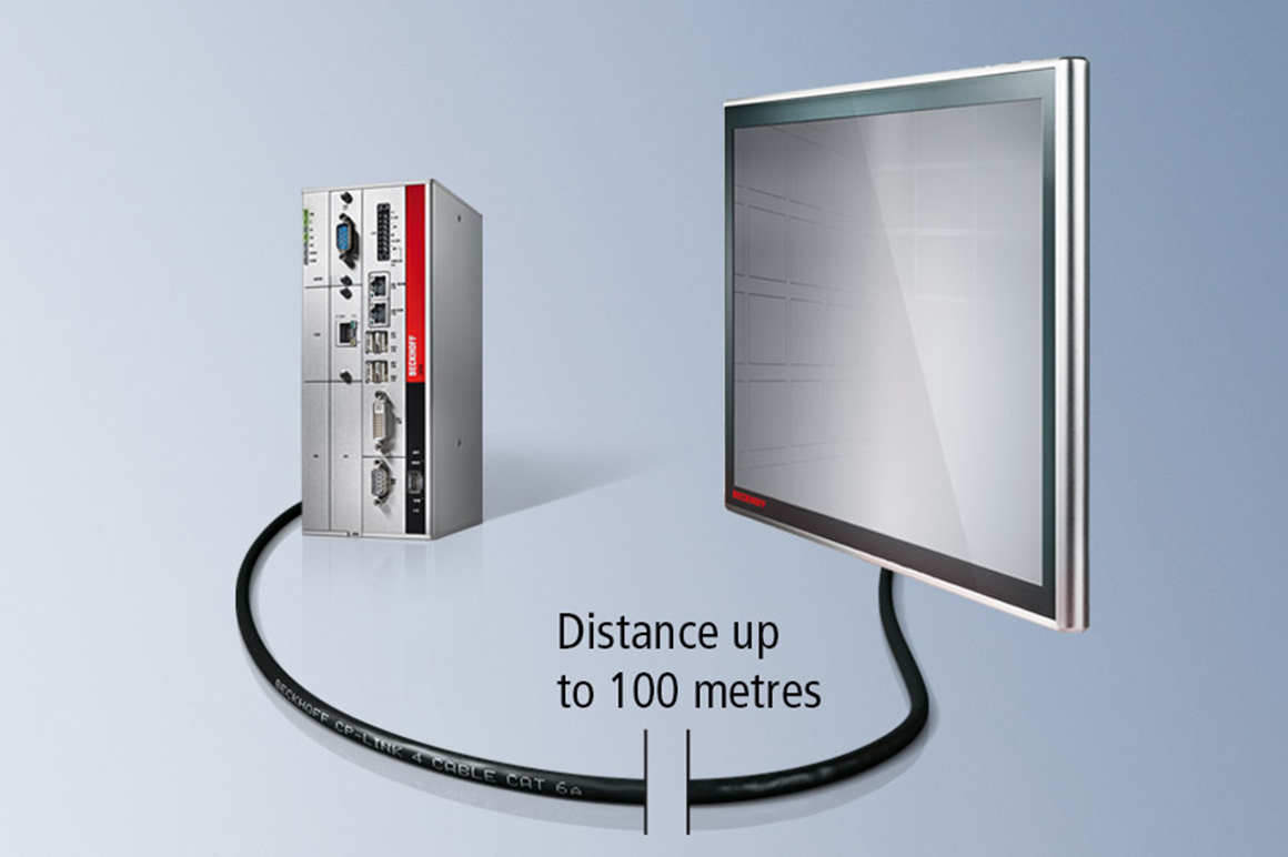 With CP-Link 4, the distance between Control Panel and Industrial PC can span up to 100 m.