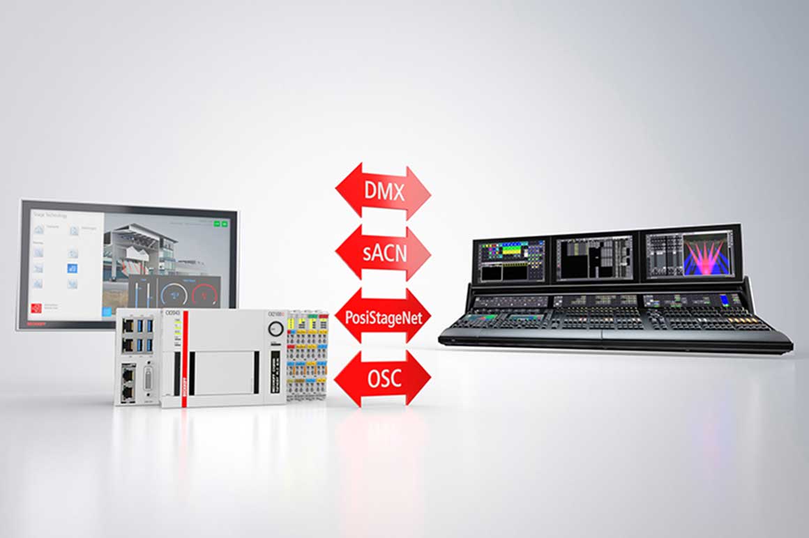 Beckhoff supports the integration of lighting control solutions with DMX, sACN, PosiStageNet, and OSC.