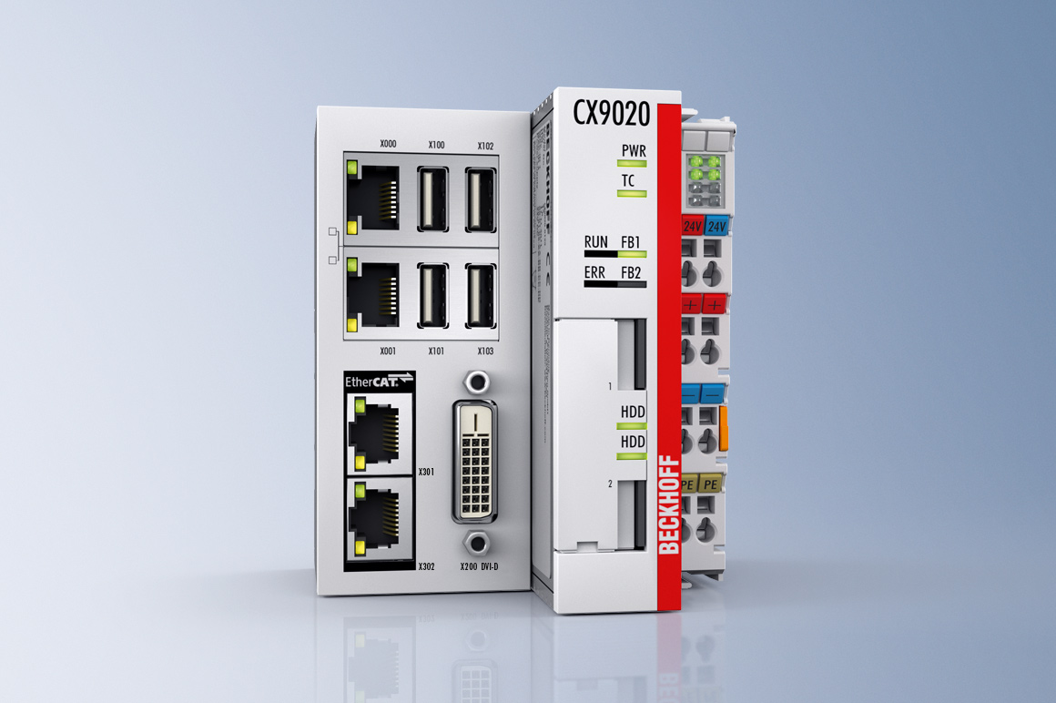 The CX9020 Embedded PC is extremely compact and suitable for universal use as a zone and floor controller. An ex factory configurable multi-option interface enables a variety of optional extensions. 