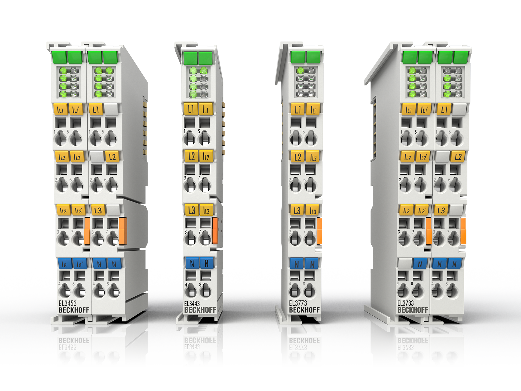 The EL3773 and EL3783 EtherCAT Terminals are designed to be used as power monitoring terminals for the detection of the state of a 3-phase AC voltage system. 