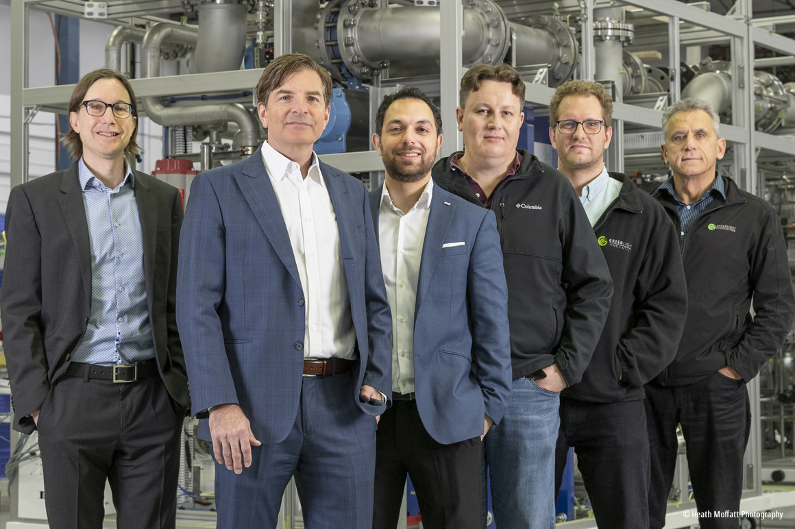 The Greenlight team and Beckhoff at their Burnaby, British Columbia facility: (from left) Christian Bosio, Greig Walsh, Amir Kassaian (Beckhoff), Martin Greyling, Christian Bordin and Kriss Koutzarov.