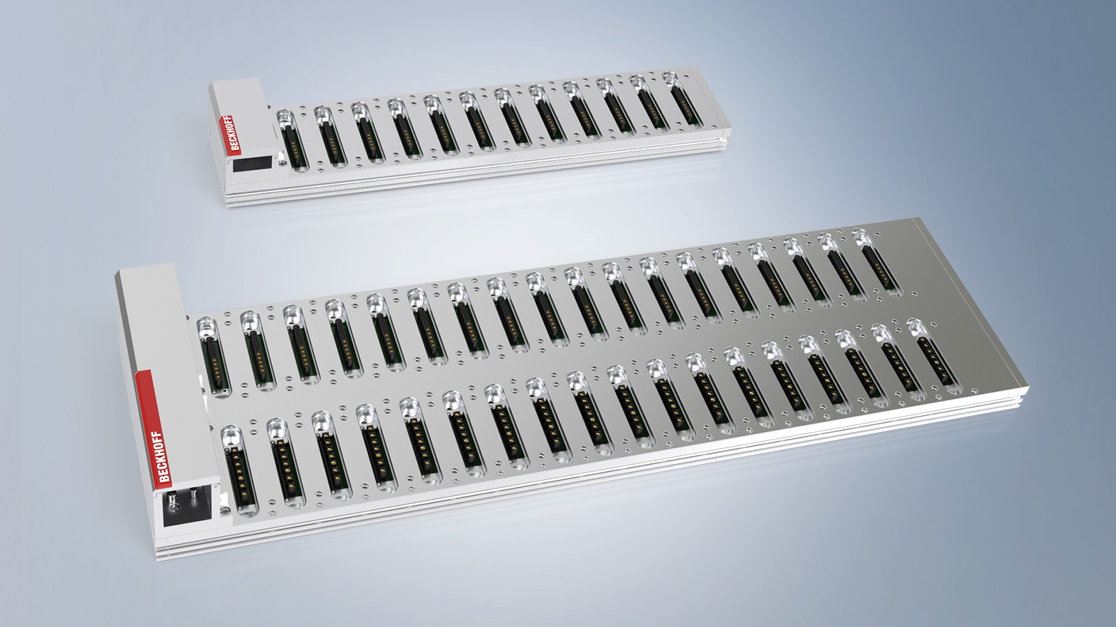 Different baseplates – with data connectors or with data and power connectors – can be used to suit specific applications. 