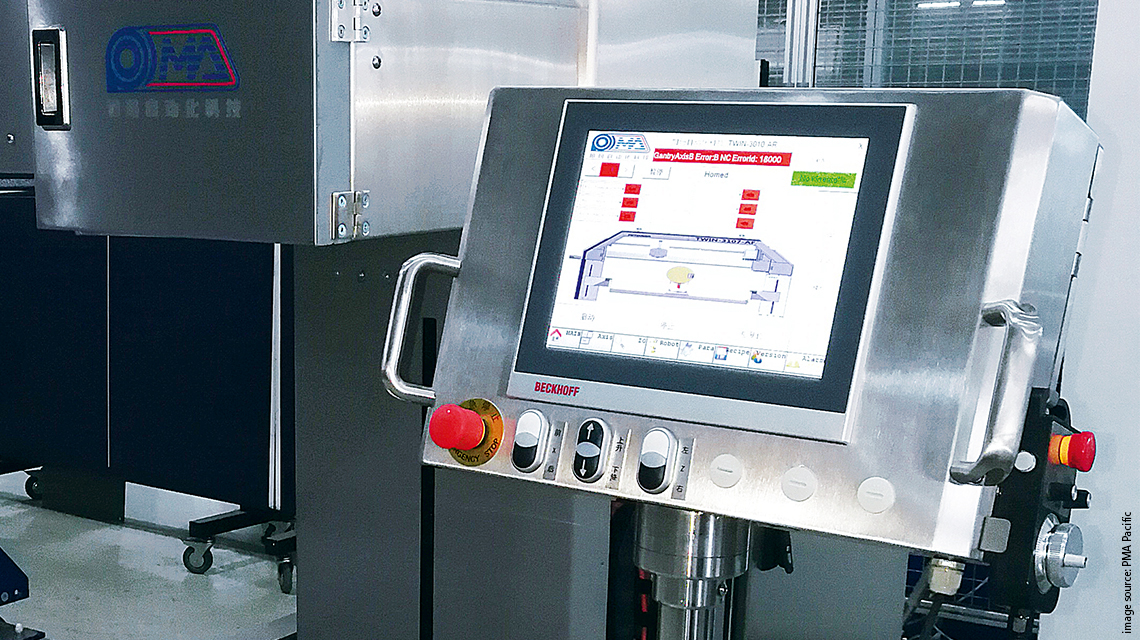 Die Schleifmaschine lässt sich über ein Multitouch-Control-Panel CP2915 komfortabel bedienen. 
