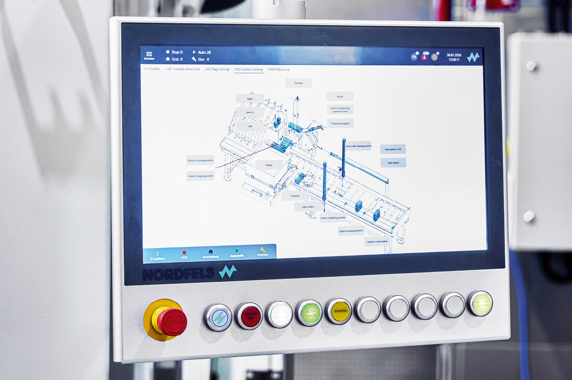 All the control technology for the box sealer also comes from Beckhoff. It includes a CX5330 Embedded PC, a C6030 ultra-compact Industrial PC, and a CP39xx operating panel in a mounting arm design.