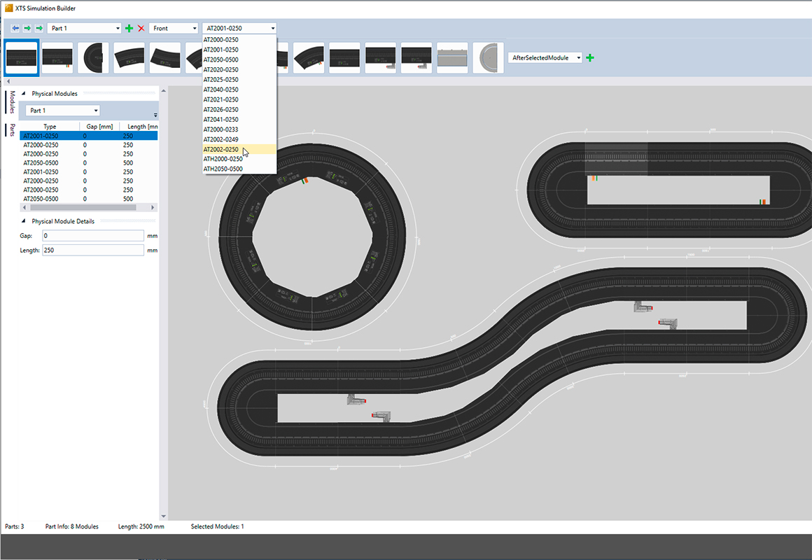 Creation of complex track layouts with the XTS Simulation Builder 