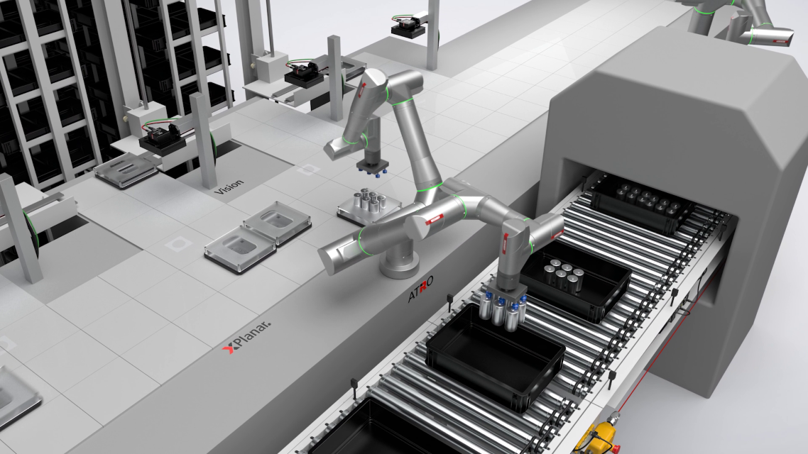 PC-based control automates efficient battery manufacturing. For example, the XPlanar motor system and ATRO modular industrial robot system automate the handling of battery cells.